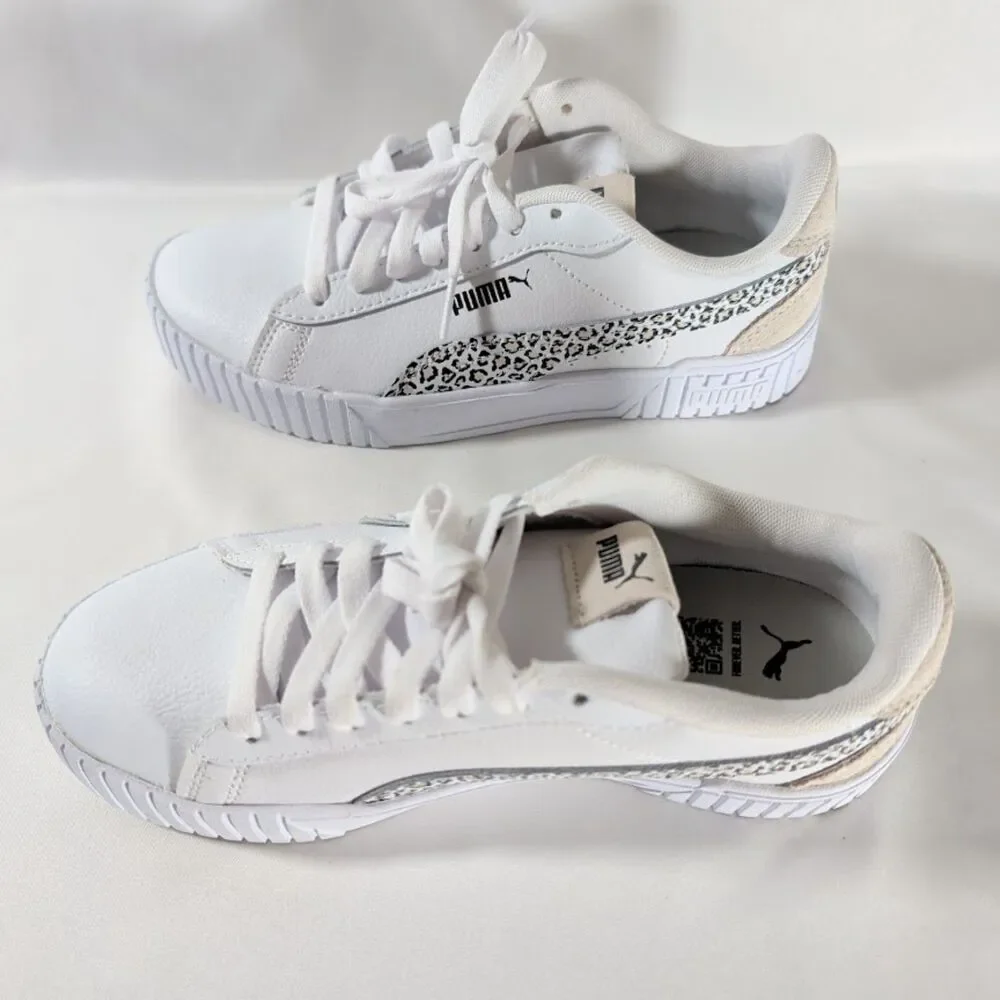 Puma Carina White Leopard Print Sneakers Women's 7 Style 403055-01